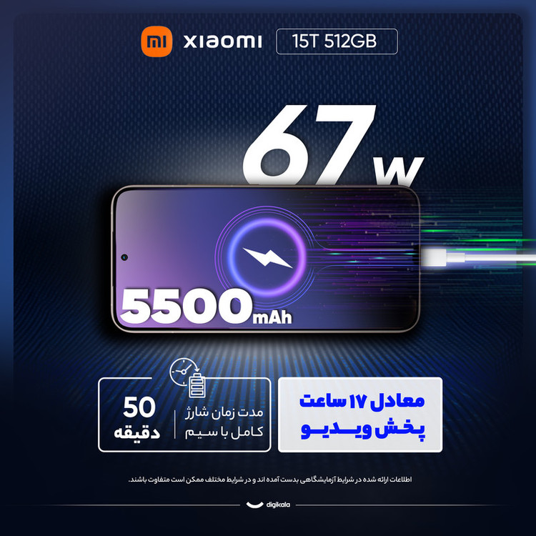 گوشی موبایل شیائومی مدل 15T دو سیم کارت ظرفیت 256 گیگابایت و رم 12 گیگابایت