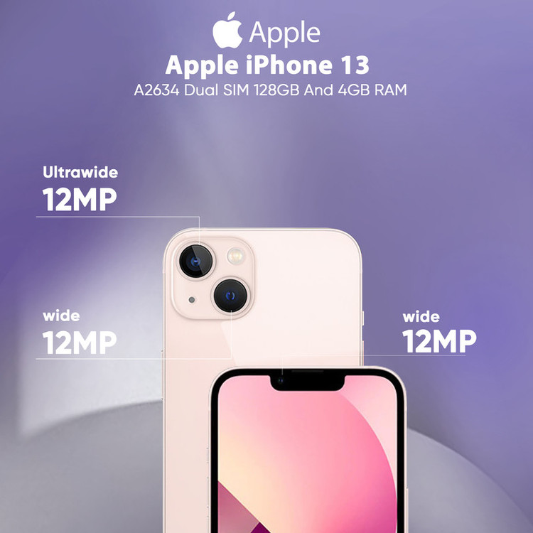گوشی موبایل اپل مدل iPhone 13 A2634 دو سیم کارت ظرفیت 128 گیگابایت و رم 4 گیگابایت - نات اکتیو