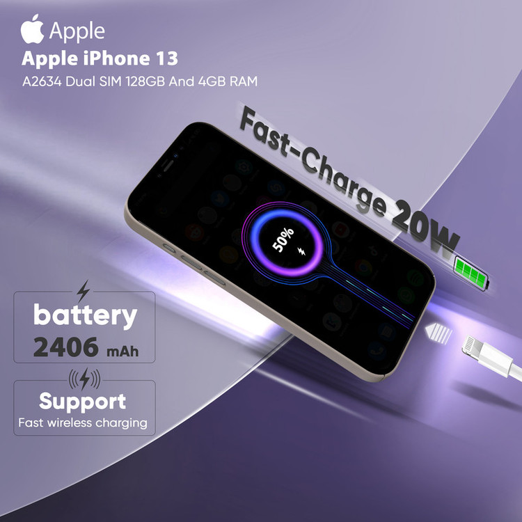 گوشی موبایل اپل مدل iPhone 13 A2634 دو سیم کارت ظرفیت 128 گیگابایت و رم 4 گیگابایت - نات اکتیو