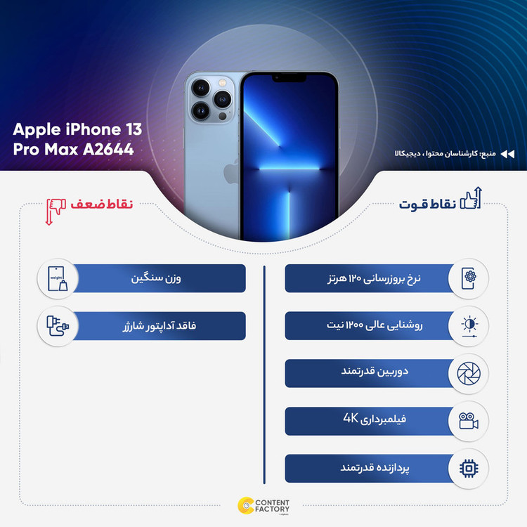گوشی موبایل اپل مدل iPhone 13 Pro Max A2644 دو سیم کارت ظرفیت 512 گیگابایت و رم 6 - اکتیو