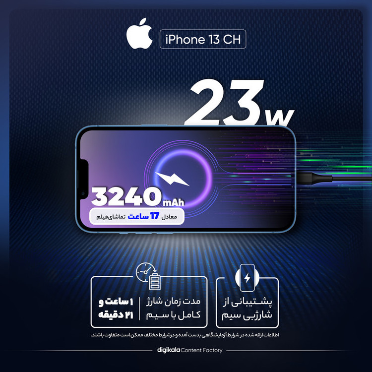 گوشی موبایل اپل مدل iPhone 13 ZDA تک سیم کارت ظرفیت 128 گیگابایت و رم 4 گیگابایت - ریجن اروپا - نات اکتیو