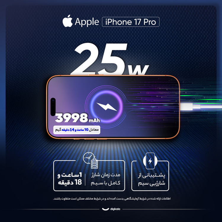 گوشی موبایل اپل مدل iPhone 17 Pro CH دو سیم کارت ظرفیت 2 ترابایت و رم 12 گیگابایت - نات اکتیو