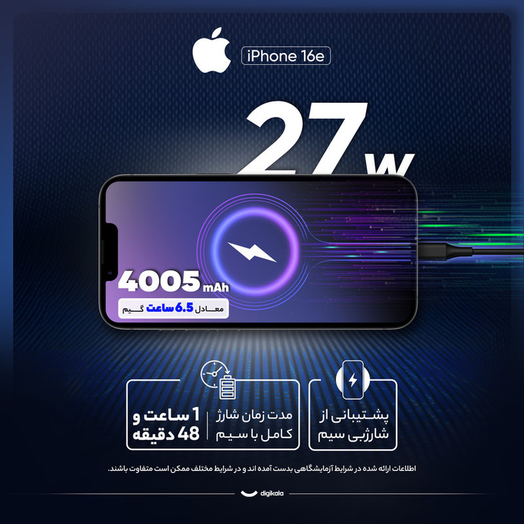 گوشی موبایل اپل مدل iPhone 16e دو سیم کارت ظرفیت 256 گیگابایت و رم 8 گیگابایت