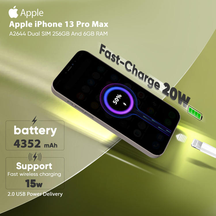گوشی موبایل اپل مدل iPhone 13 Pro Max A2644 دو سیم کارت ظرفیت 256 گیگابایت و رم 6 گیگابایت - اکتیو