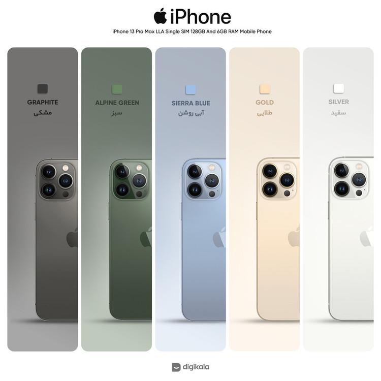 گوشی موبایل اپل مدل iPhone 13 Pro Max LLA تک سیم کارت ظرفیت 128 گیگابایت و رم 6 گیگابایت - نات اکتیو