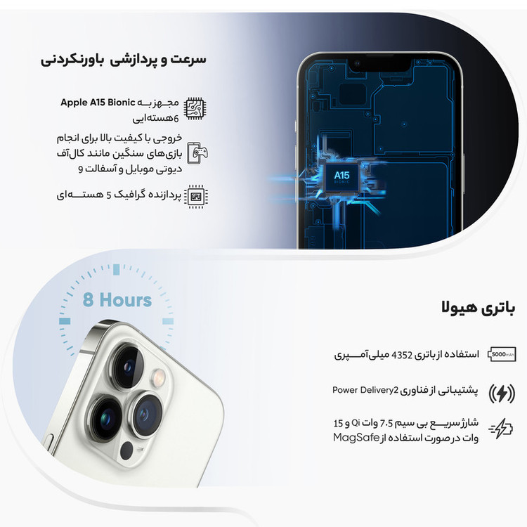 گوشی موبایل اپل مدل iPhone 13 Pro Max A2644 دو سیم کارت ظرفیت 128 گیگابایت و رم 6 گیگابایت - اکتیو