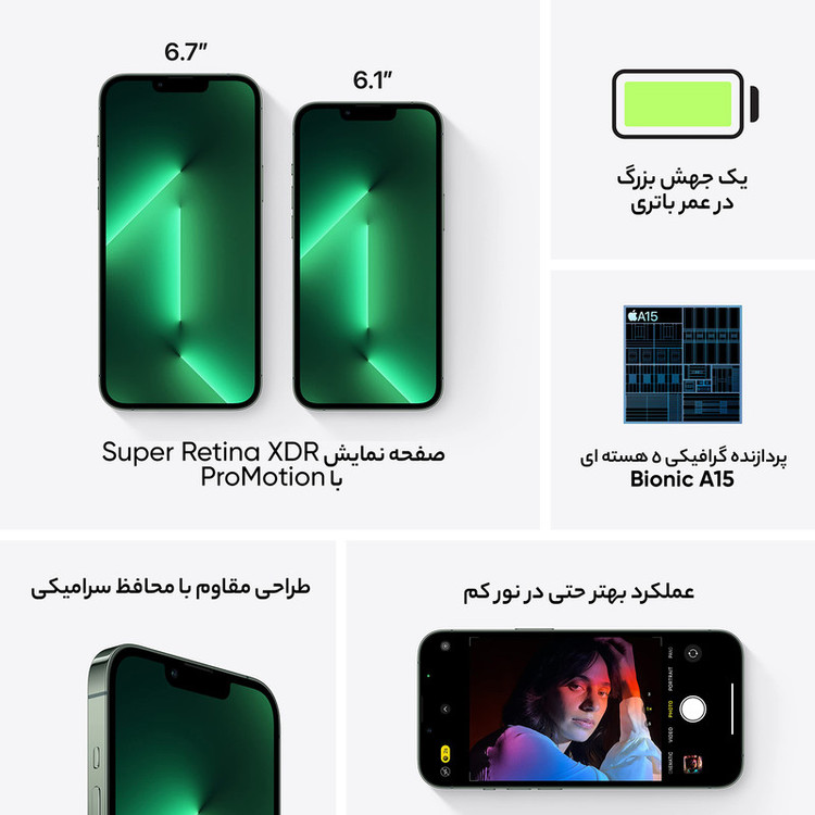 گوشی موبایل اپل مدل iPhone 13 Pro Max A2644 دو سیم کارت ظرفیت 128 گیگابایت و رم 6 گیگابایت - اکتیو