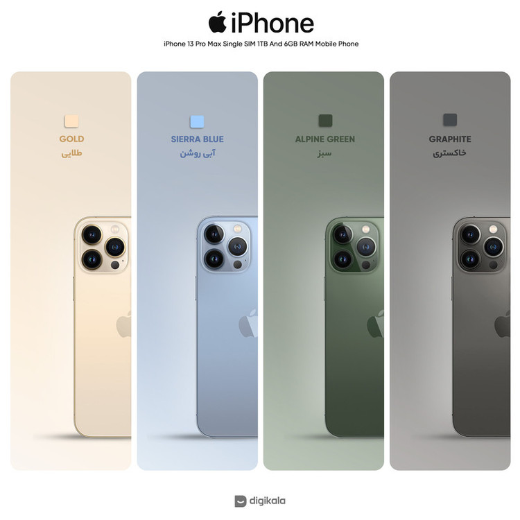 گوشی موبایل اپل مدل iPhone 13 Pro Max تک سیم کارت ظرفیت یک ترابایت و رم 6 گیگابایت - اروپا نات اکتیو