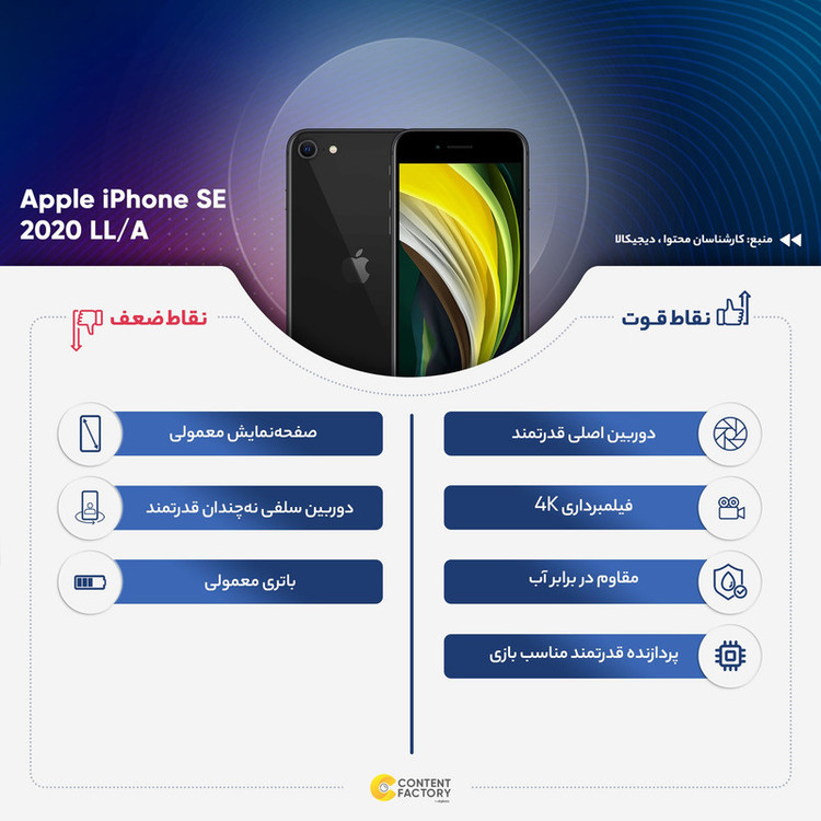 گوشی موبایل اپل مدل SE 2020 LL/A تک سیم کارت ظرفیت 256 گیگابایت و 3 گیگابایت رم