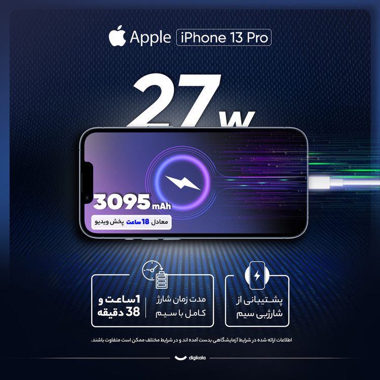 گوشی موبایل اپل مدل iPhone 13 Pro RK/A تک سیم کارت ظرفیت 512 گیگابایت و 6 گیگابایت رم - نات اکتیو
