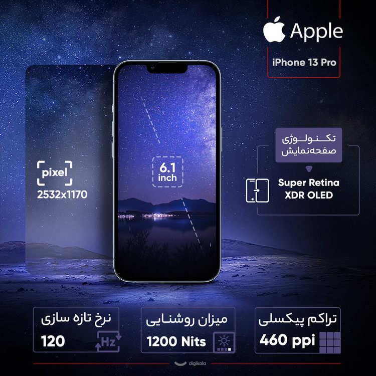 گوشی موبایل اپل مدل iPhone 13 Pro JA تک سیم کارت ظرفیت 128 گیگابایت و 6 گیگابایت رم - اکتیو